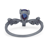 Floral Pear Teardrop Natural Stone Chevron Ring