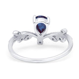 Floral Pear Teardrop Natural Stone Chevron Ring