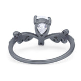 Floral Pear Teardrop Natural Stone Chevron Ring