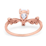 Floral Pear Teardrop Natural Stone Chevron Ring