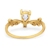 Floral Pear Teardrop Natural Stone Chevron Ring