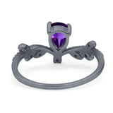 Floral Pear Teardrop Natural Stone Chevron Ring