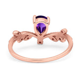 Floral Pear Teardrop Natural Stone Chevron Ring