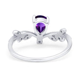 Floral Pear Teardrop Natural Stone Chevron Ring