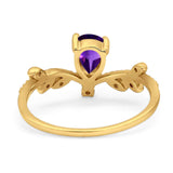 Floral Pear Teardrop Natural Stone Chevron Ring