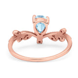 Floral Pear Teardrop Natural Stone Chevron Ring