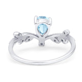 Floral Pear Teardrop Natural Stone Chevron Ring