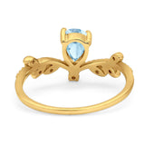 Floral Pear Teardrop Natural Stone Chevron Ring