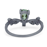 Floral Pear Teardrop Natural Stone Chevron Ring