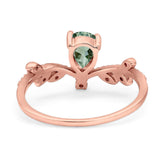 Floral Pear Teardrop Natural Stone Chevron Ring