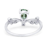 Floral Pear Teardrop Natural Stone Chevron Ring