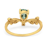 Floral Pear Teardrop Natural Stone Chevron Ring