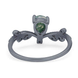 Floral Pear Teardrop Natural Stone Chevron Ring