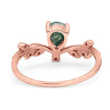 Floral Pear Teardrop Natural Stone Chevron Ring