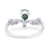 Floral Pear Teardrop Natural Stone Chevron Ring