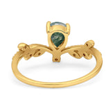 Floral Pear Teardrop Natural Stone Chevron Ring