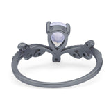 Floral Pear Teardrop Natural Stone Chevron Ring