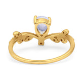 Floral Pear Teardrop Natural Stone Chevron Ring