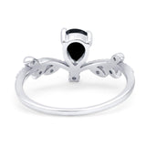 Floral Pear Teardrop Natural Stone Chevron Ring