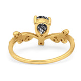 Floral Pear Teardrop Natural Stone Chevron Ring