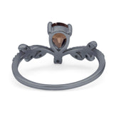 Floral Pear Teardrop Natural Stone Chevron Ring