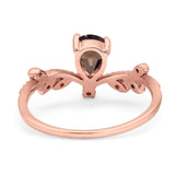 Floral Pear Teardrop Natural Stone Chevron Ring