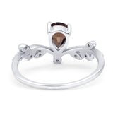 Floral Pear Teardrop Natural Stone Chevron Ring