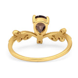 Floral Pear Teardrop Natural Stone Chevron Ring