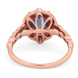 Oval Natural Stone Beaded Ring