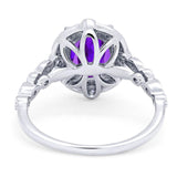 Oval Natural Stone Beaded Ring