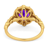 Oval Natural Stone Beaded Ring