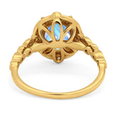 Oval Natural Stone Beaded Ring