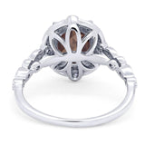 Oval Natural Stone Beaded Ring