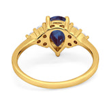 Pear Teardrop Natural Stone Wedding Ring