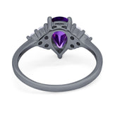 Pear Teardrop Natural Stone Wedding Ring