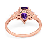 Pear Teardrop Natural Stone Wedding Ring