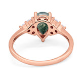 Pear Teardrop Natural Stone Wedding Ring