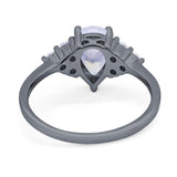 Pear Teardrop Natural Stone Wedding Ring