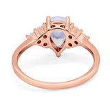 Pear Teardrop Natural Stone Wedding Ring