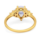 Pear Teardrop Natural Stone Wedding Ring