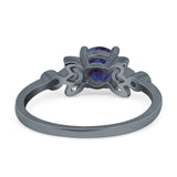 Art Deco Round Natural Stone Floral Ring