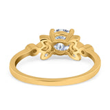 Art Deco Round Natural Stone Floral Ring