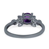 Art Deco Round Natural Stone Floral Ring