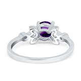 Art Deco Round Natural Stone Floral Ring