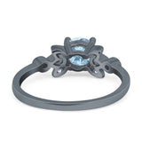 Art Deco Round Natural Stone Floral Ring