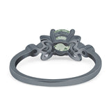 Art Deco Round Natural Stone Floral Ring