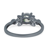 Art Deco Round Natural Stone Floral Ring