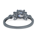 Art Deco Round Natural Stone Floral Ring