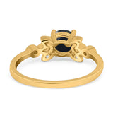 Art Deco Round Natural Stone Floral Ring