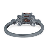 Art Deco Round Natural Stone Floral Ring